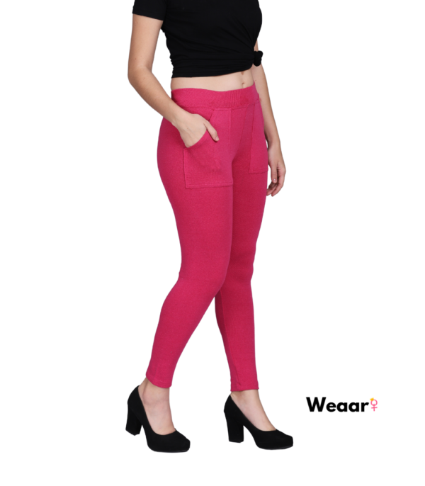 Women Rani Pink Ankle Fit Pocket Jeggings