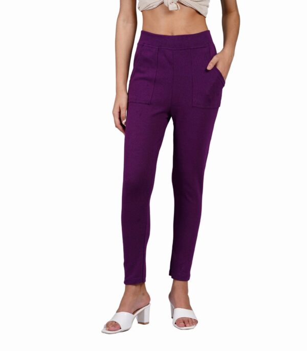 Women Violet Ankle Fit Pocket Jeggings