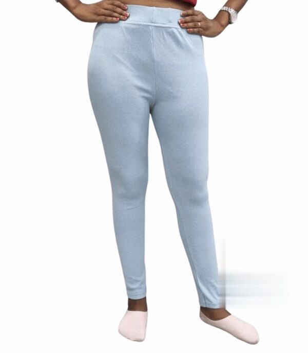 Women Ice Blue Ankle Fit Plain Jeggings