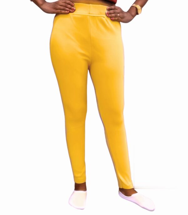 Women Golden Yellow Ankle Fit Plain Jeggings