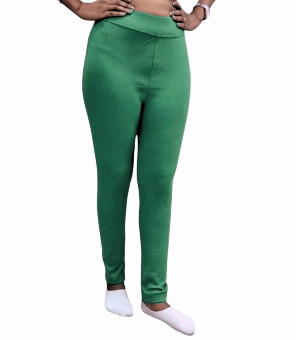 Women Bottle Green Ankle Fit Plain Jeggings
