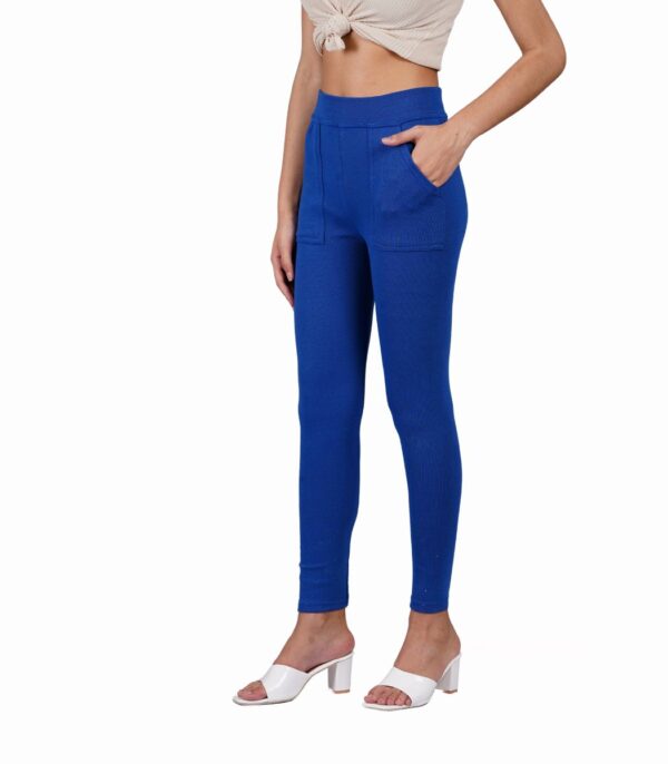 Women Royal Blue Ankle Fit Pocket Jeggings